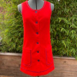 Retro Swinging 60's Mod Neon Orange Jersey Dress